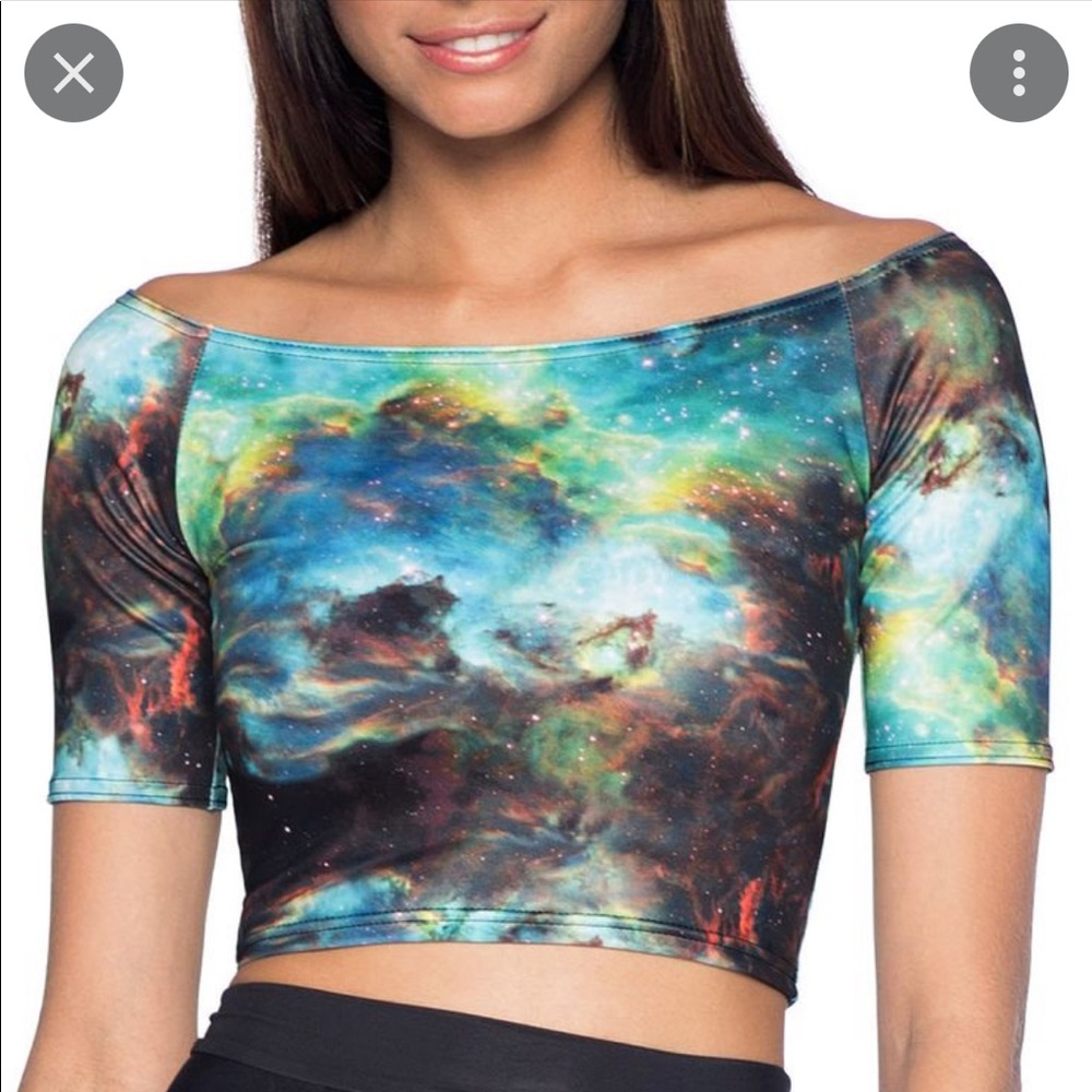 BlackMilk Clothing Green Galaxy Crop Top